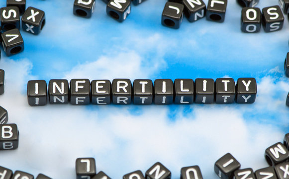 The word Infertility on the sky background