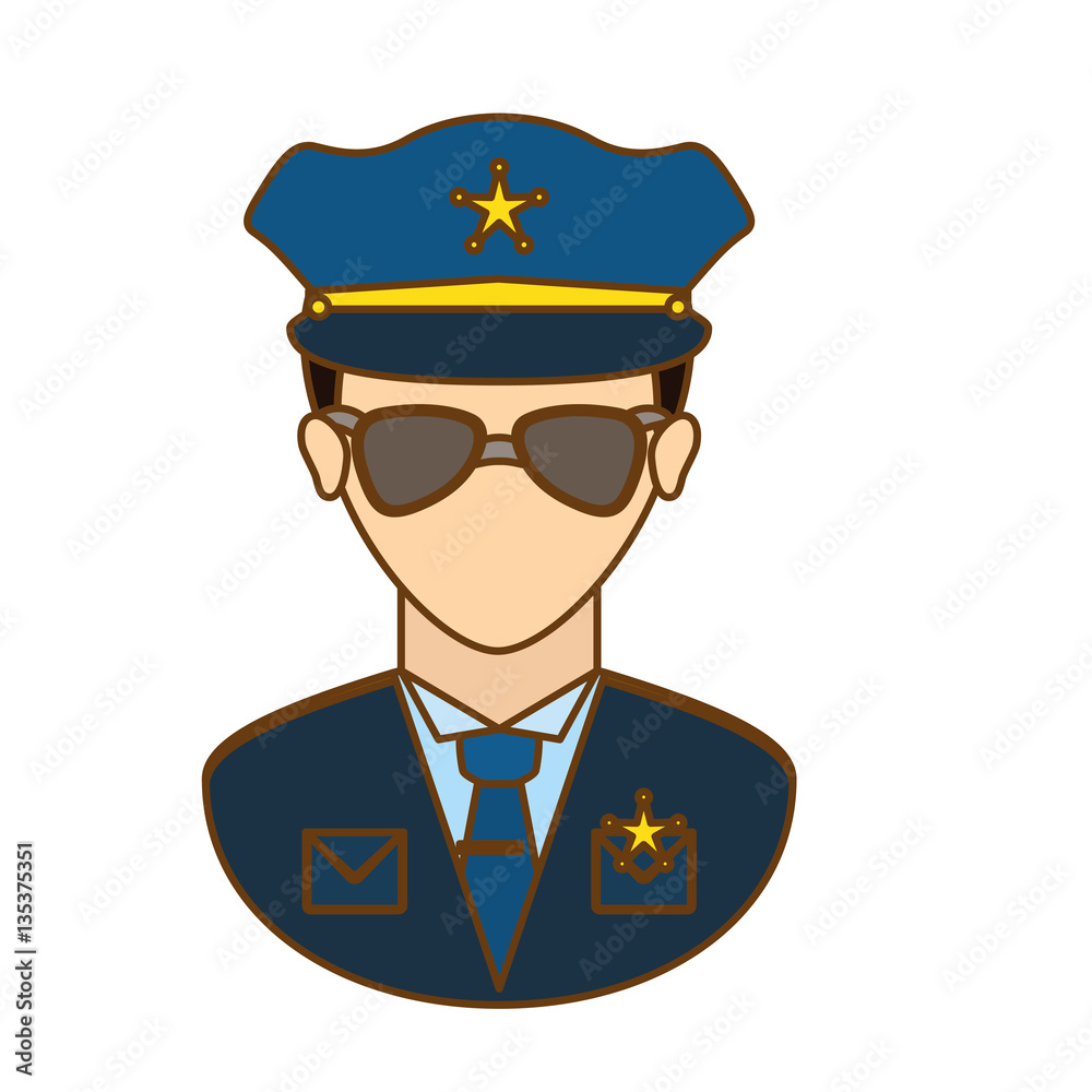 Sticker police officer icon image design, vector illustration