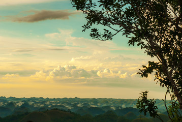 Colorful evening at the chocolate hills