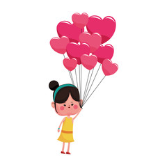 kawaii girl holding a balloons  over white background. colorful design. vector illustration