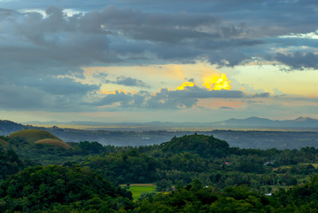 Colorful evening at the chocolate hills