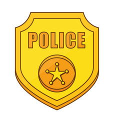 gold police badge icon image, vector illustration