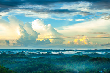 Colorful evening at the chocolate hills