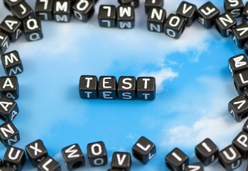 The word Test on the sky background