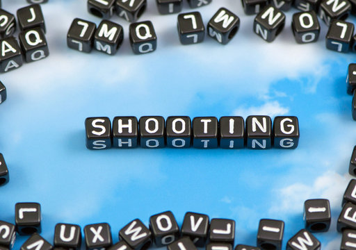 The word shooting on the sky background