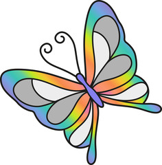 Vector illustration of a rainbow butterfly