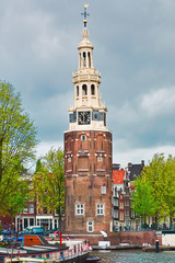 Fototapeta na wymiar Clock Tower in Amsterdam