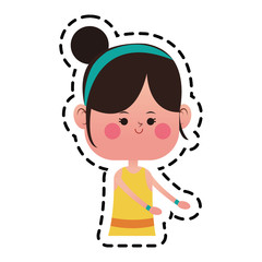 kawaii girl icon over white background. colorful design. vector illustration