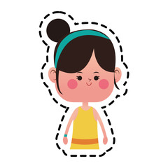 kawaii girl icon over white background. colorful design. vector illustration