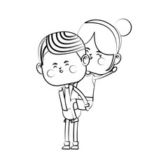 Obraz premium kawaii couple in love over white background. vector illustration