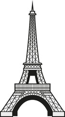 Vector colored illustration of the Eiffel Tower in Paris, France
