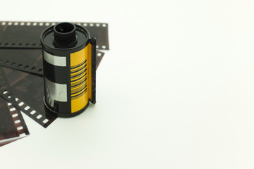 Film and negative roll with white background