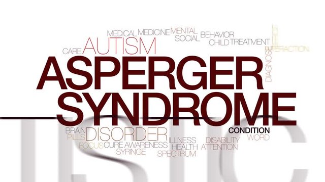 Asperger syndrome animated word cloud, text design animation. Kinetic typography.