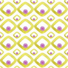 Moroccan seamless pattern from watrcolor gold elements on a white background