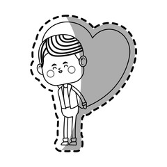 kawaii man with heart icon over white background. vector illustration