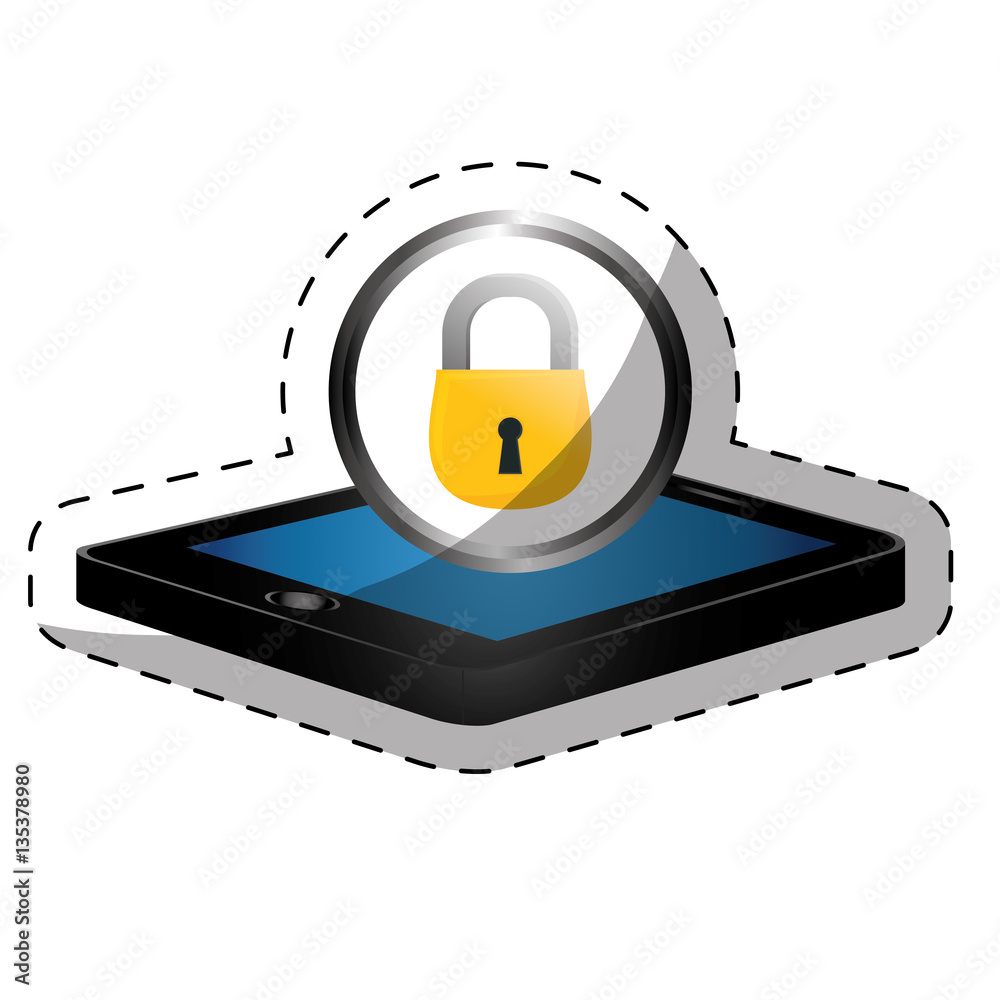 Sticker digital or internet security icon sticker image vector illustration design 