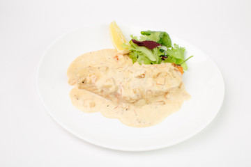 Beautiful meat dish on a white background