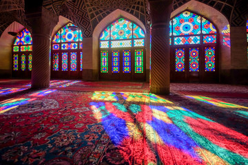Fototapeta na wymiar Nasir ol Molk Mosque is a traditional mosque in Shiraz, Iran(Pin