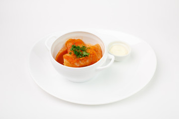 Beautiful meat dish on a white background