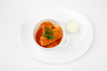 Beautiful meat dish on a white background