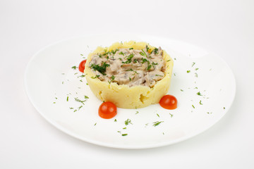 Beautiful meat dish on a white background