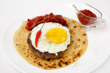 Beautiful meat dish on a white background