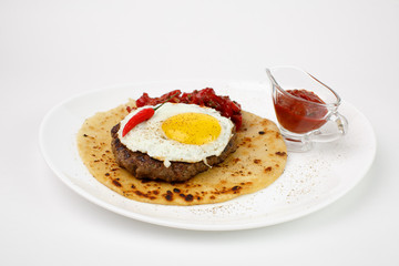 Beautiful meat dish on a white background