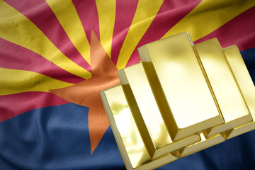 shining golden bullions on the arizona state flag