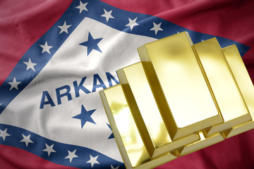 shining golden bullions on the arkansas state flag