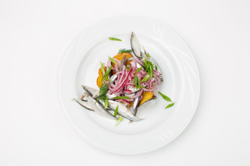 A beautiful snack. Dish on white background