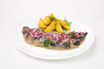 A beautiful snack. Dish on white background