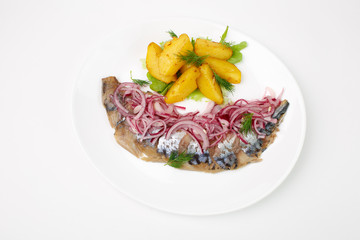 A beautiful snack. Dish on white background