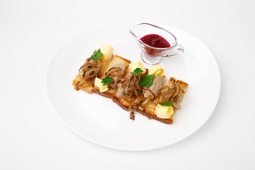 A beautiful snack. Dish on white background