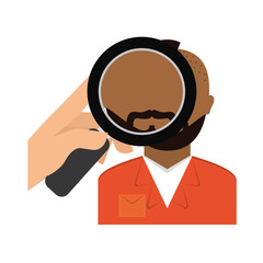 magnifying glass on prisoner criminal investigation icon image vector illustration design 