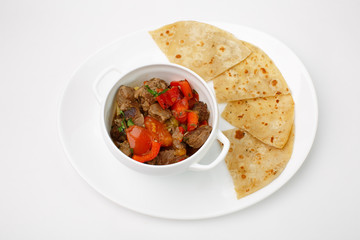 A beautiful snack. Dish on white background