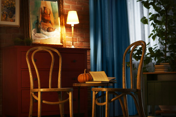 Modern room interior with chairs