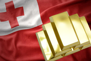 shining golden bullions on the Tonga flag