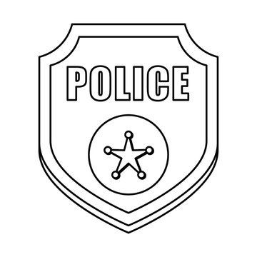 police badge icon image black line  vector illustration design 