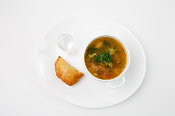 the Jewish soup in Odessa on a white background