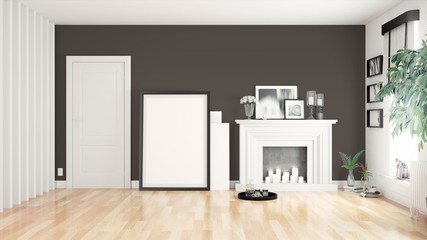 Modern bright interior . 3D rendering