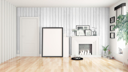 Modern bright interior . 3D rendering