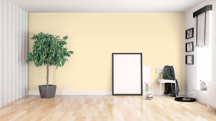 Modern bright interior . 3D rendering