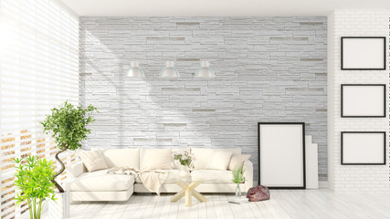 Modern bright interior . 3D rendering