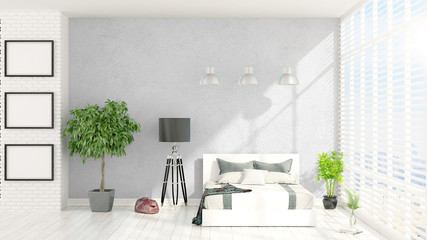 Modern bright interior . 3D rendering