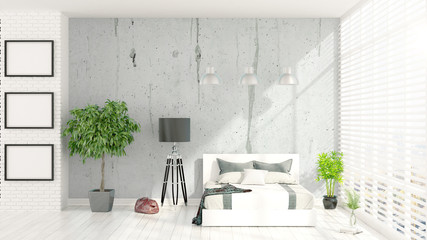 Modern bright interior . 3D rendering