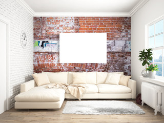 Fototapeta premium Modern bright interior . 3D rendering