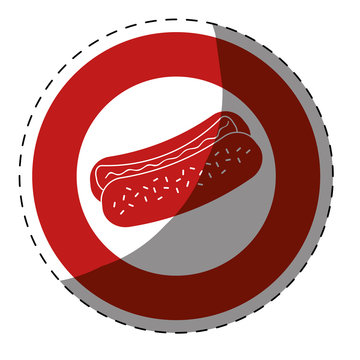 hot dog fast food emblem image sticker vector illustration design 