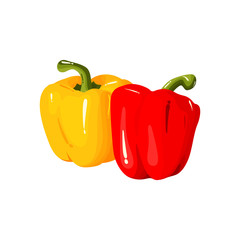 Red Yellow Paprika Realistic Vector Image Illustration