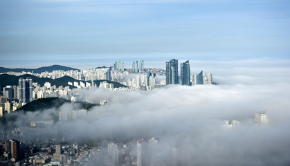 황령산에서 본 해운대