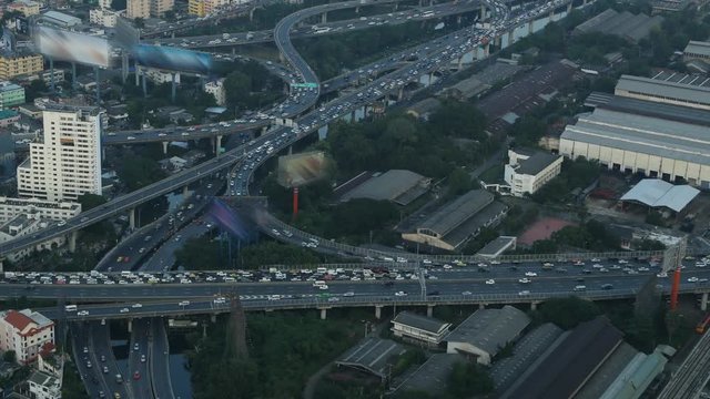 Timelapse of Bangkok city view with main traffic, Thailand